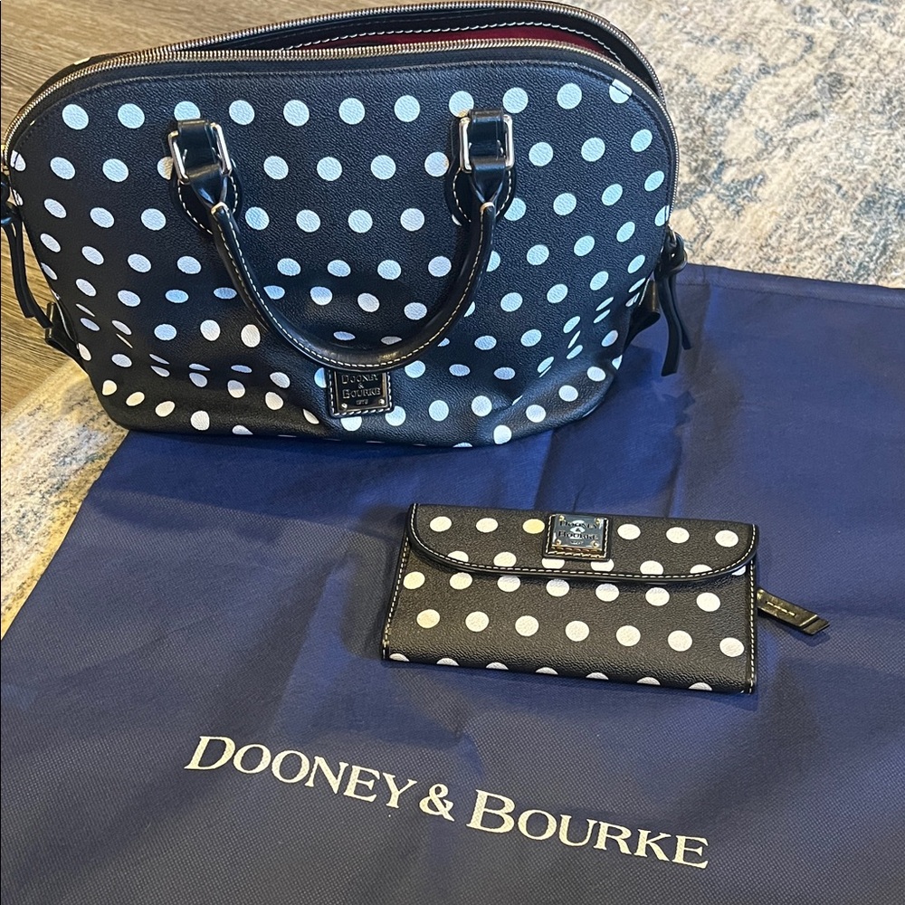 Dooney & Bourke Black and White Polka Dot Women's Bag & Wallet